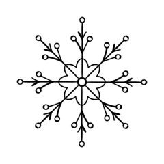 Obraz na płótnie Canvas Snowflake Christmas calligraphic hand drawn vector icon in trendy flat style isolated on white background. Xmas snow icon illustration