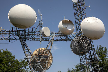 Monte Amiata (SI), Italy - August 01, 2021: Antenna on the top of Monte Amiata (1738 mt), Tuscany,...