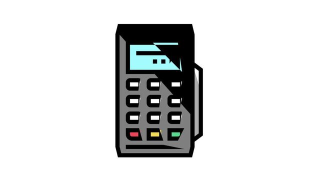 modile pos terminal gadget animated color icon. modile pos terminal gadget sign. isolated on white background