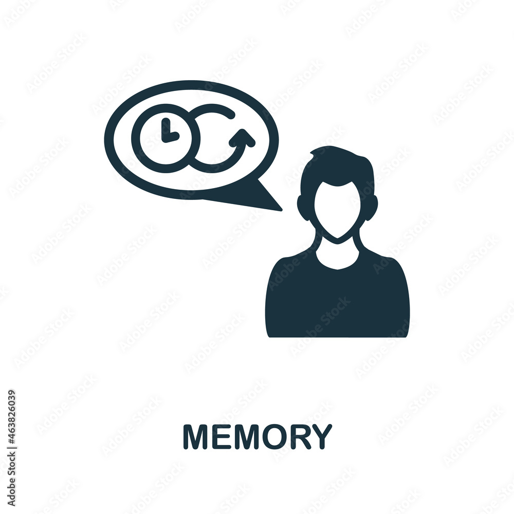 Poster memory icon. monochrome sign from cognitive skills collection. creative memory icon illustration for