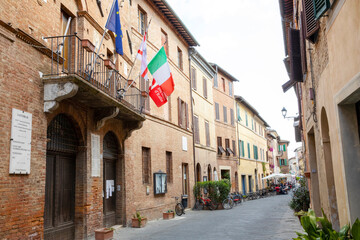 Buonconvento (SI), Italy - August 01, 2021: Buonconvento houses and village view, Tuscany, Italy