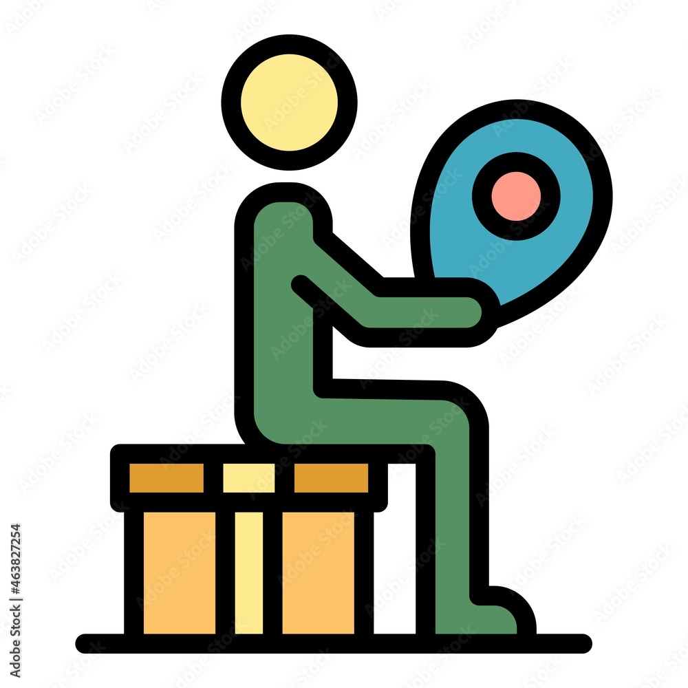 Poster man relocation icon. outline man relocation vector icon color flat isolated