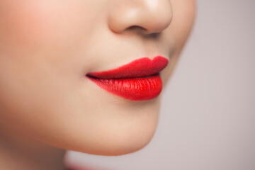Obraz premium Woman red lips closeup