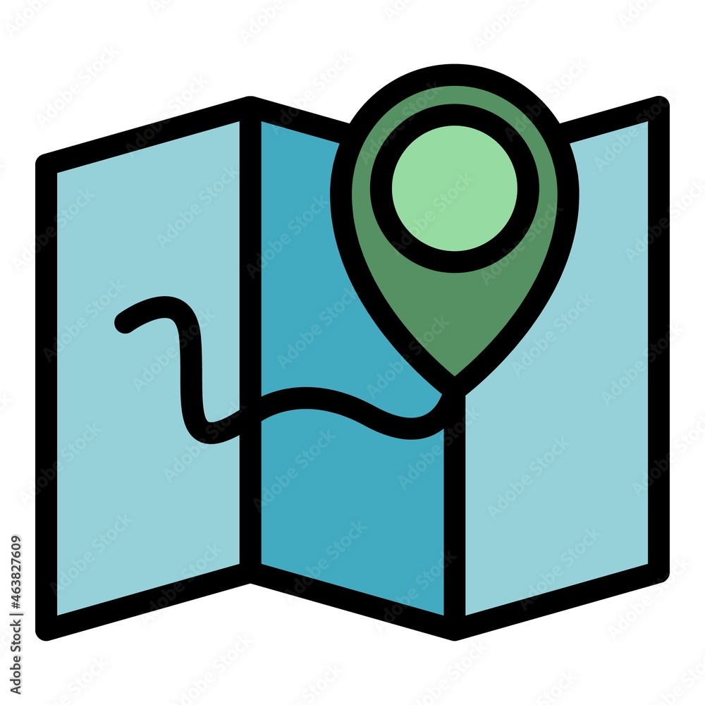 Poster relocation map icon. outline relocation map vector icon color flat isolated