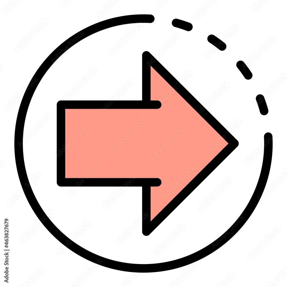 Poster relocation arrow icon. outline relocation arrow vector icon color flat isolated
