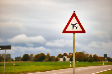 Airport and flight sign or symbol on the street