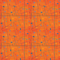 Orange stylized vector sewing pattern - 463828282