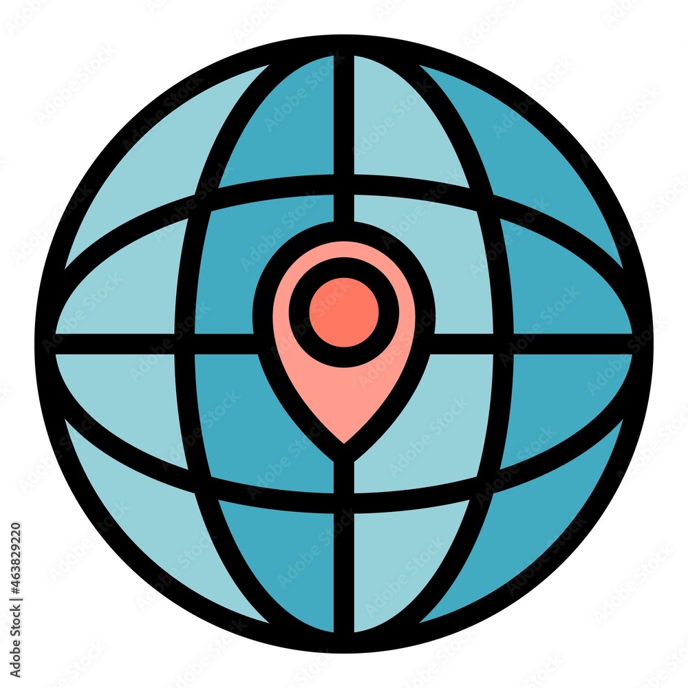 Poster global relocation icon. outline global relocation vector icon color flat isolated