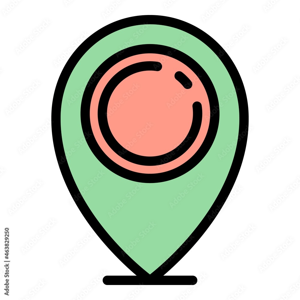 Poster gps location icon. outline gps location vector icon color flat isolated
