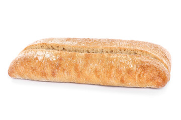Crispy ciabatta isolated on white. Fresh bread