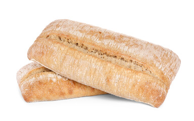 Crispy ciabattas on white background. Fresh bread