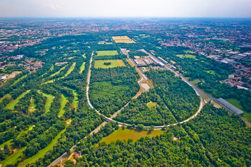 Monza race circut aerial view near Milano, Lombardy region of Italy