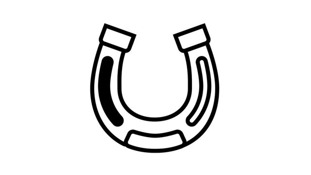 lucky horseshoe lotto animated line icon. lucky horseshoe lotto sign. isolated on white background