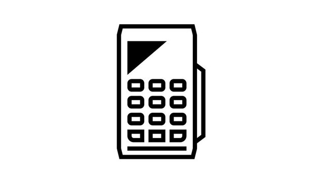 modile pos terminal gadget animated line icon. modile pos terminal gadget sign. isolated on white background