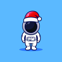 Cute of Christmas astronaut. Isolated on blue background
