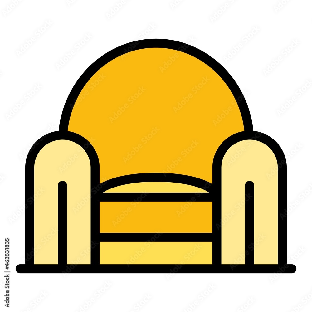 Poster soft chair in front icon. outline soft chair in front vector icon color flat isolated