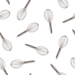 White background seamless pattern. whisk.