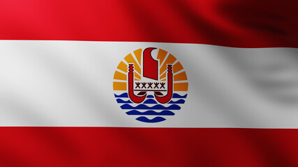 Large Flag of French Polynesia Islands fullscreen background in the wind