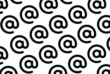 Background for the design and banner. Black and white. The At sign icon. Pattern.