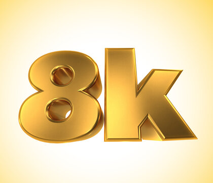 Thank you 8k, 8000 Followers, 3D illustration 8k a white and yellow background. Eight thousand likes social media. 