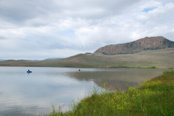 Anglers fishing on a Colorado reservoir 