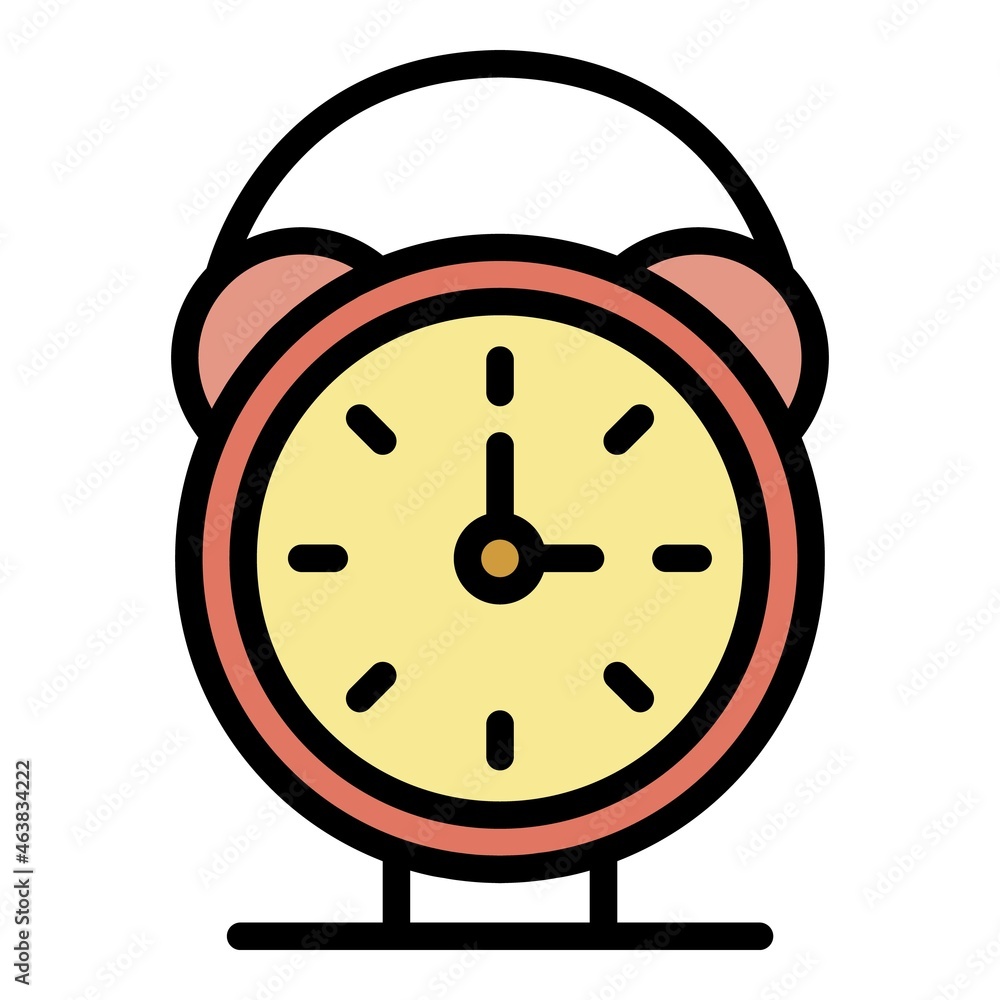 Poster alarm clock icon. outline alarm clock vector icon color flat isolated