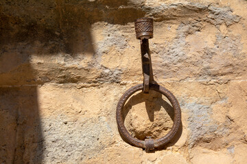 Pienza (SI), Italy - August 15, 2021: An old horse ring in Pienza village, Tuscany, Italy