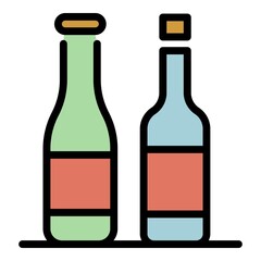 Sauce bottles icon. Outline sauce bottles vector icon color flat isolated