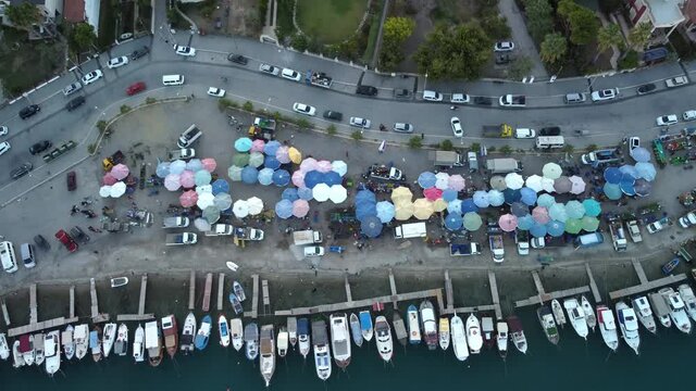  View of the small village near aegean sea Cesmealti Urla, Izmir, Turkey. High quality 4k footage