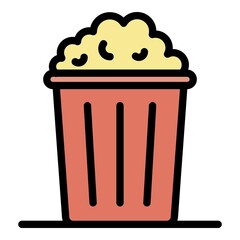 Popcorn basket icon. Outline popcorn basket vector icon color flat isolated