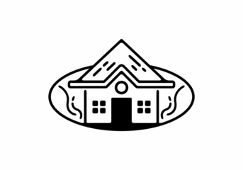 Line art illustration of simple house