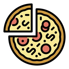 Cooked pizza icon. Outline cooked pizza vector icon color flat isolated