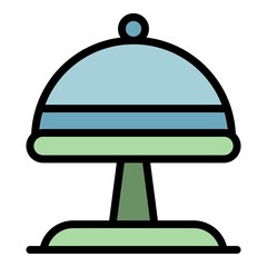 Steel cooking pot icon. Outline steel cooking pot vector icon color flat isolated