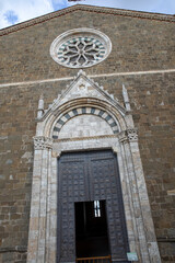 Fototapeta na wymiar Montalcino (SI), Italy - August 15, 2021: Sant' Agostino church in Montalcino, Tuscany, Italy