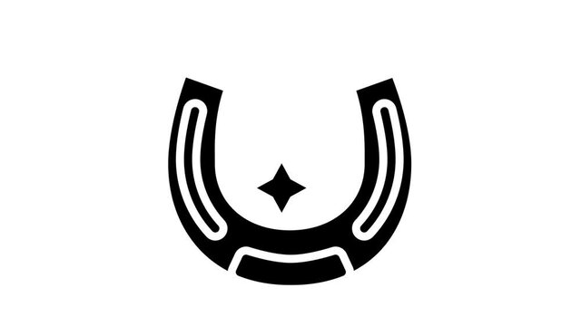 lucky horseshoe lotto animated glyph icon. lucky horseshoe lotto sign. isolated on white background