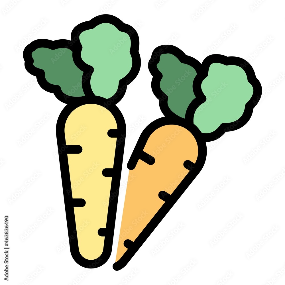 Sticker Fresh carrots icon. Outline fresh carrots vector icon color flat isolated - Stickers