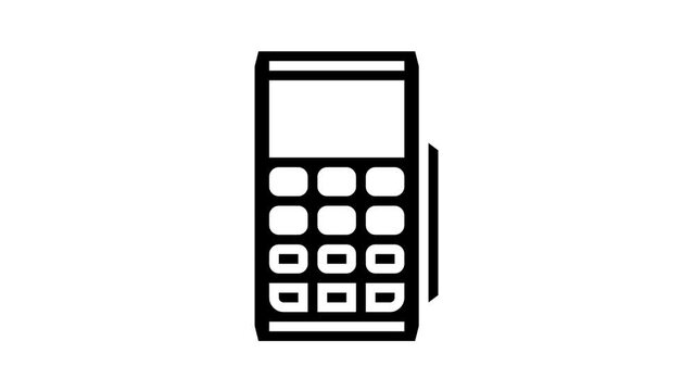 modile pos terminal gadget animated glyph icon. modile pos terminal gadget sign. isolated on white background