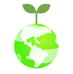 エコ　若葉マーク付き　地球保護のイメージイラスト