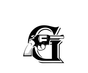gun initial g logo design silhouette