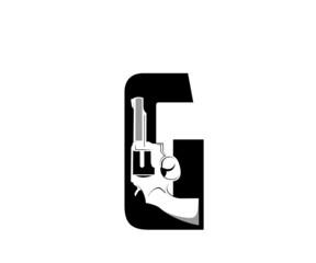 gun initial g logo design silhouette
