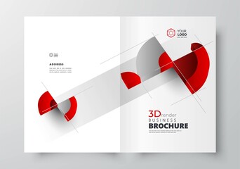 Fototapeta premium Booklet plan 3d shapes perspective theme design template cover, creative business brochure