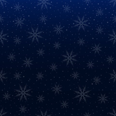 Fototapeta na wymiar Winter blue background with snowflakes. Christmas pattern design. Xmas snow flake backdrop template. Vector illustration.