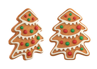 Gingerbread Christmas tree on a white background, 3d render