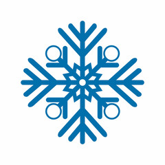 Blue snowflake on white background. Winter snowflake shape. Vector illustration