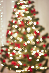 Abstract Christmas Tree Background Defocused Garland Lights