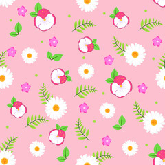 seamless background with flowers in pink color