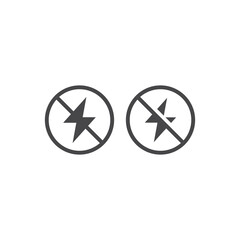 Antistatic black vector icon. No electricity glyph symbol.