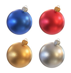 Set of frosted Christmas balls on a white background, 3d render