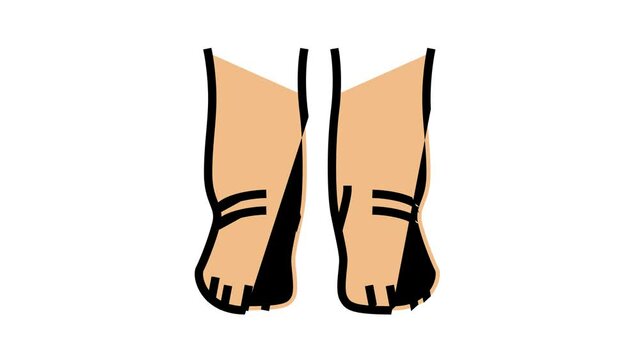 feet edema health disease animated color icon. feet edema health disease sign. isolated on white background