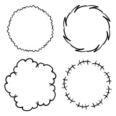 手描き風　フレーム　モノクロ